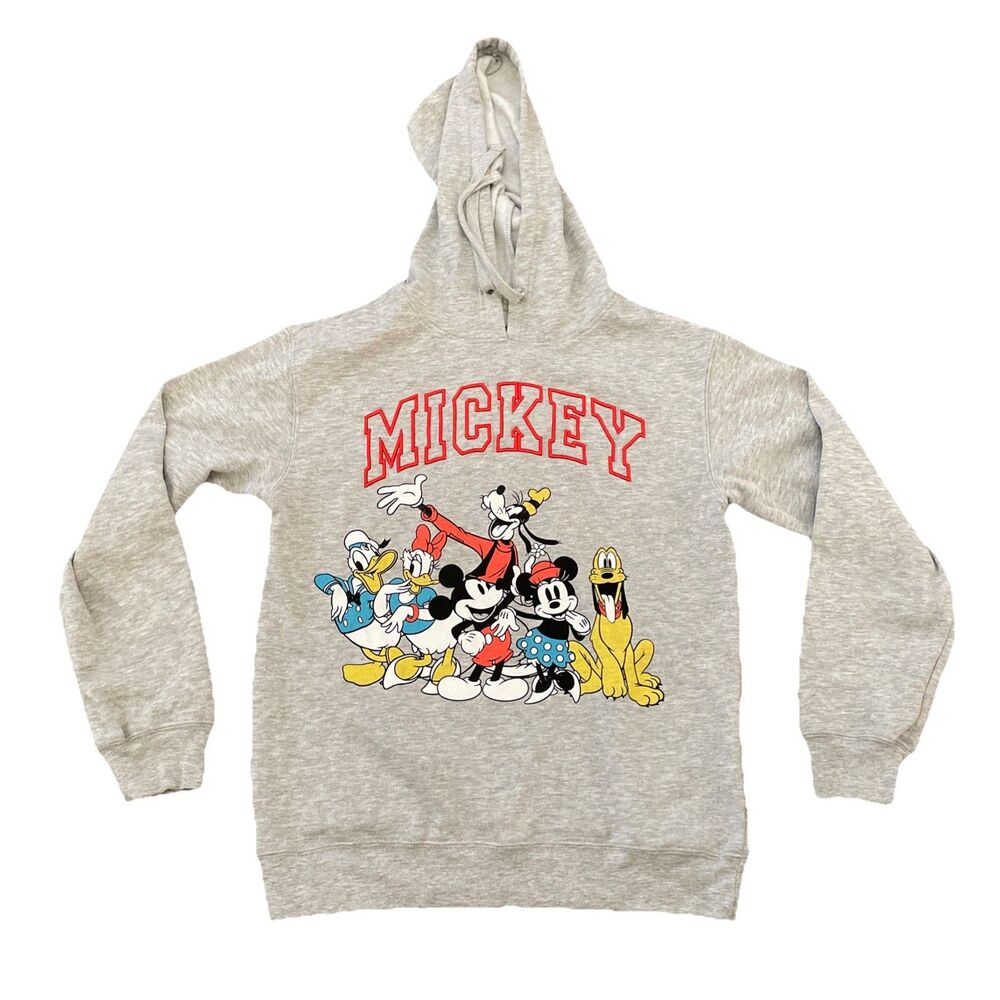 Disney Mickey & Friends pullover hoodie Sweatshirt Size Small Gray